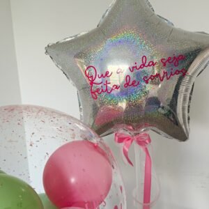 Balão foil vareta - c/ suporte mesa